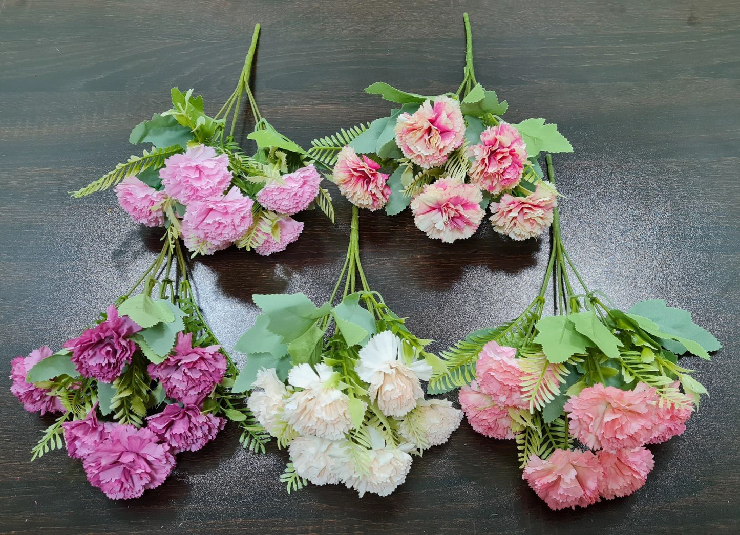 Artificial 6 Carnation + Fillers Bunch (5 colours)