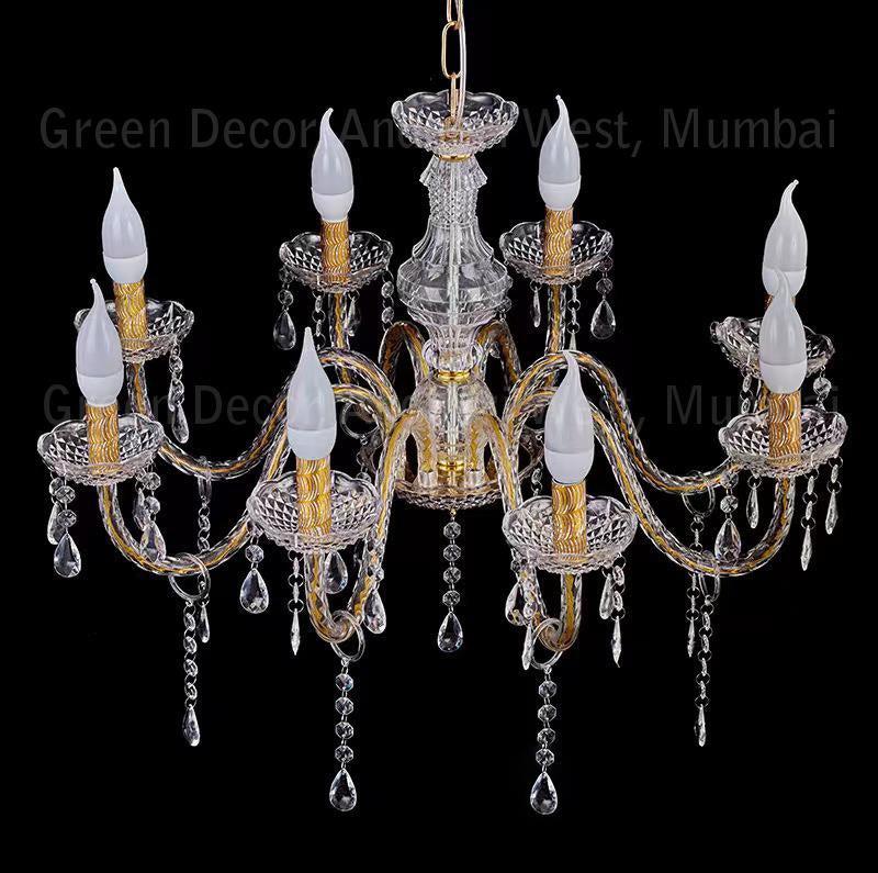 Modern Acrylic Chandelier - 8 Light Fixture | Plastic Hanging Ceiling Lamp