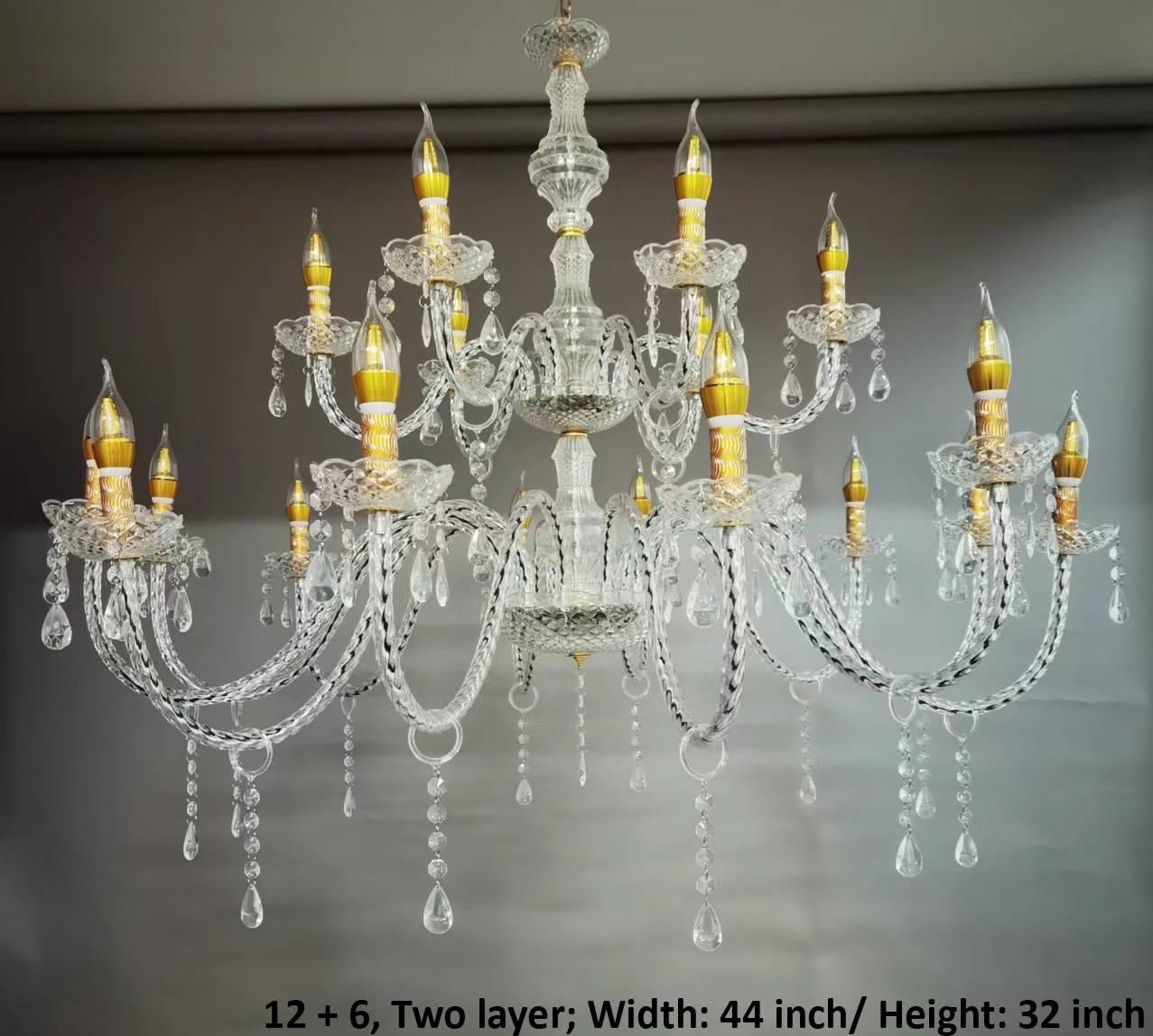 Large acrylic chandelier, dual tier