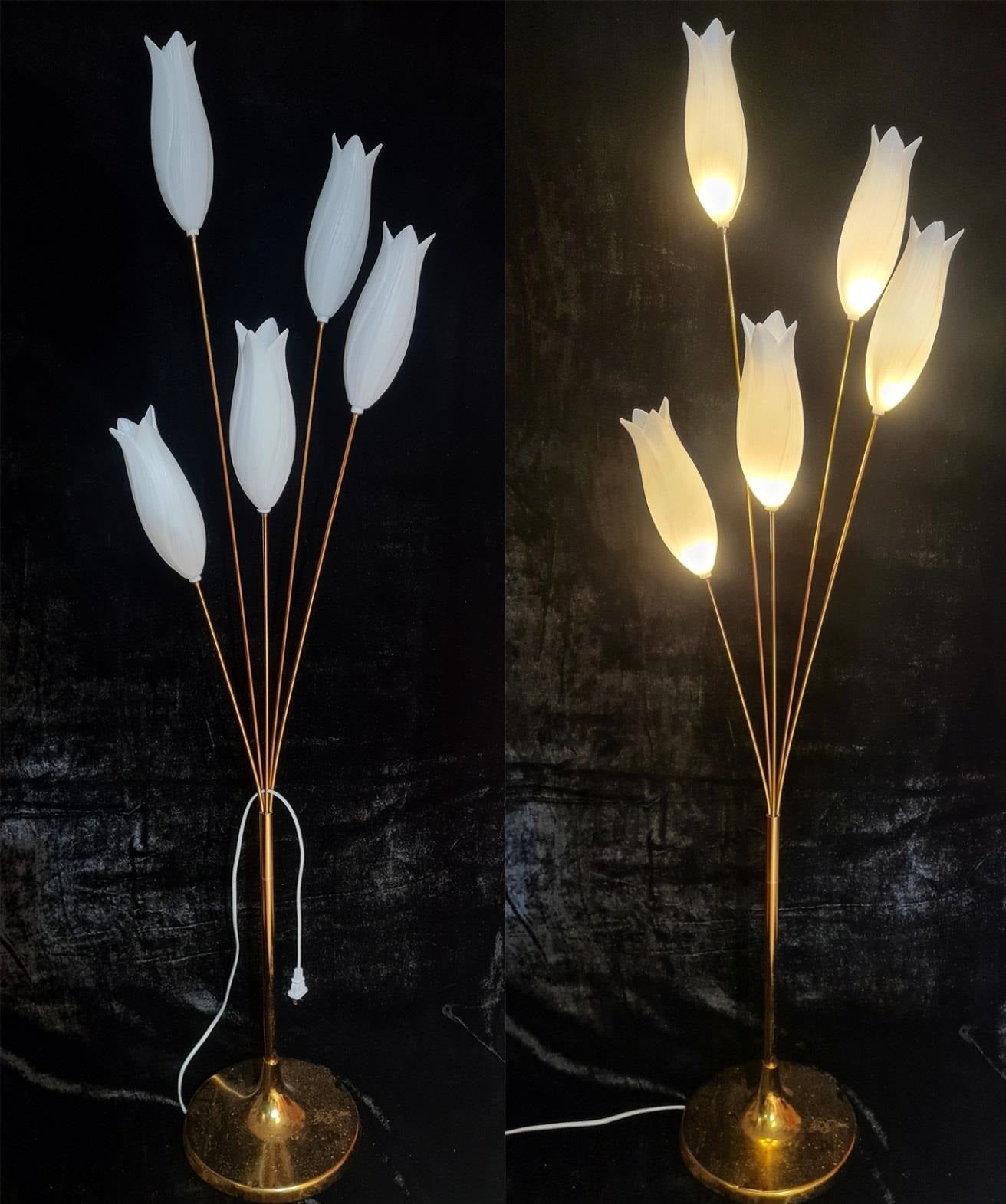 LED bud lily flowers softly glowing on a sleek metal stand