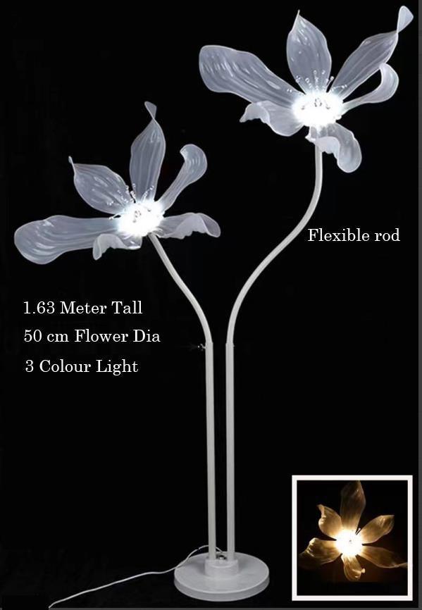 2 ACRYLIC FLOWER WHITE METAL STAND