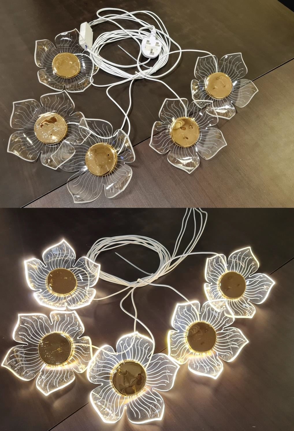 5 PC ACRYLIC LED LOTUS HANGING