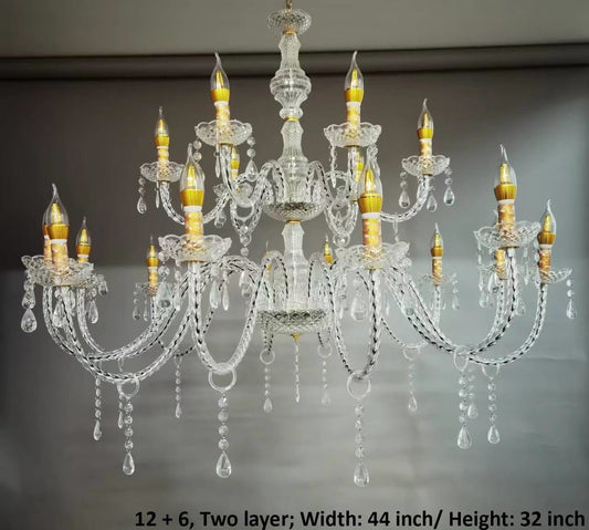 Large acrylic chandelier, dual tier