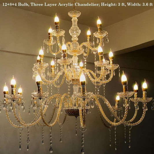 acrylic chandelier 12+8+4 arms
