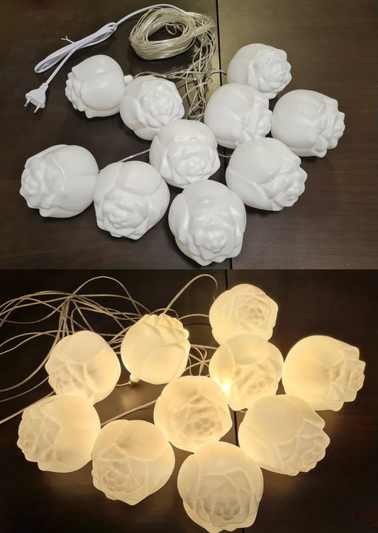 Set of 10 pc small glowing rose buds on flexible wiring